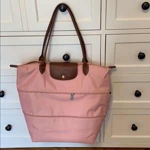 Expandable Longchamp Le Pliage tote, pink